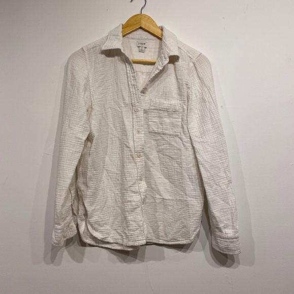 J.Crew Factory White Cotton Collared Soft and Cozy Button Down Size Small - Picture 1 of 3